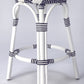 HomeRoots Classic White And Navy Blue Rattan Counter Stool