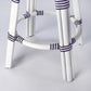 HomeRoots Classic White And Navy Blue Rattan Counter Stool