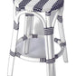HomeRoots Classic White And Navy Blue Rattan Counter Stool