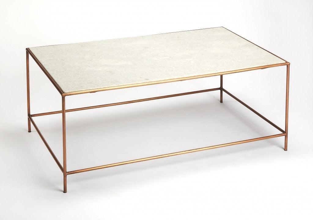 HomeRoots Classic White Marble Coffee Table
