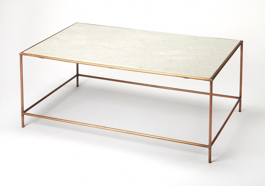 HomeRoots Classic White Marble Coffee Table