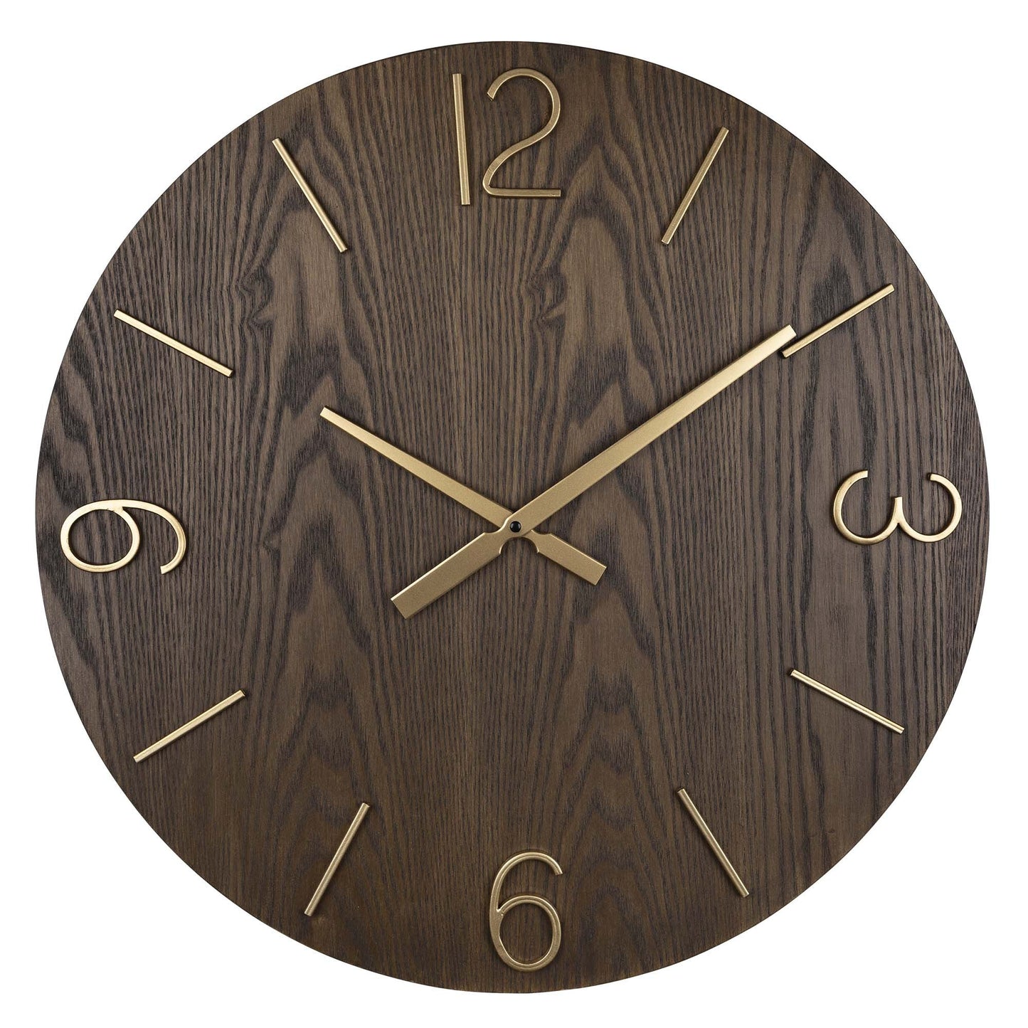 HomeRoots Classy Dark Stain Gold and Wood Wall Clock