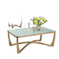 HomeRoots Coffee Table, Champagne & Crackle Mirror - Crackle Glass w/Mirror, M Champagne & Crackle Mirror
