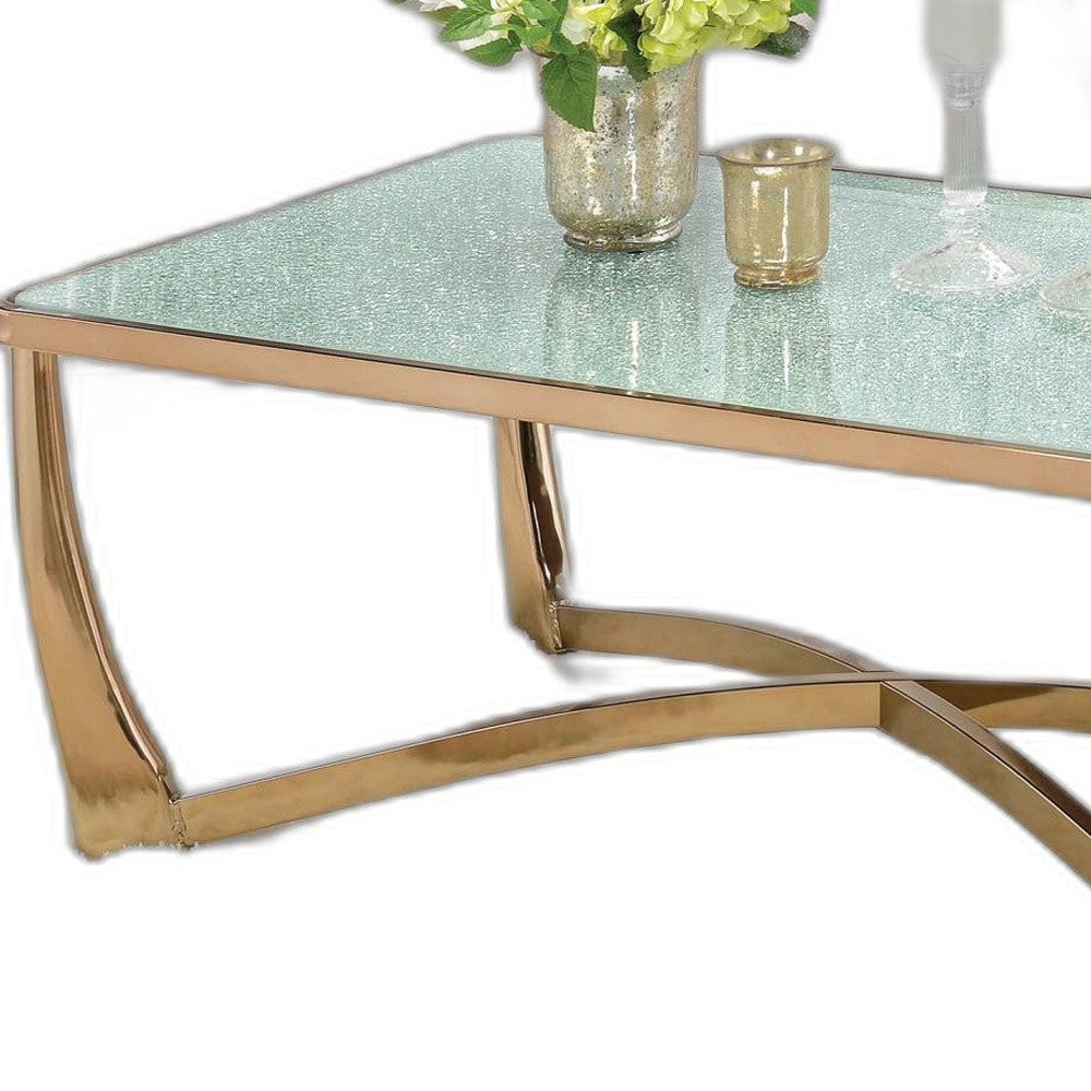 HomeRoots Coffee Table, Champagne & Crackle Mirror - Crackle Glass w/Mirror, M Champagne & Crackle Mirror