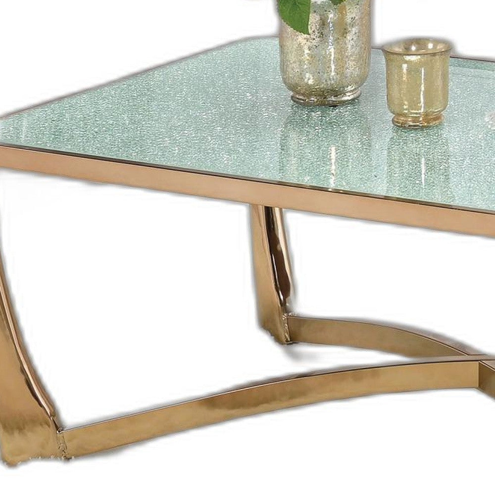 HomeRoots Coffee Table, Champagne & Crackle Mirror - Crackle Glass w/Mirror, M Champagne & Crackle Mirror