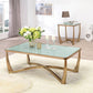 HomeRoots Coffee Table, Champagne & Crackle Mirror - Crackle Glass w/Mirror, M Champagne & Crackle Mirror