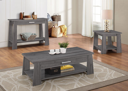 HomeRoots Coffee Table Dark Gray Oak - Particle Board WPaper Ve Dark Gray