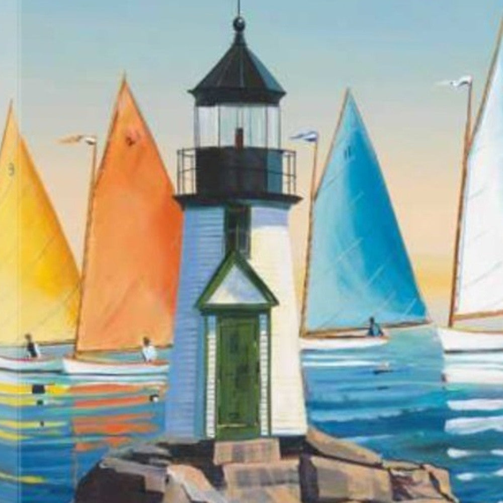 HomeRoots Colorful Sailboats with Lighthouse 2 Giclee Wrap Canvas Wall Art