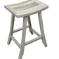 HomeRoots Compact Curvilinear Teak Shower Outdoor Bench In Driftwood Finish