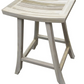 HomeRoots Compact Curvilinear Teak Shower Outdoor Bench In Driftwood Finish