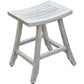 HomeRoots Compact Curvilinear Teak Shower Outdoor Bench in Driftwood Finish