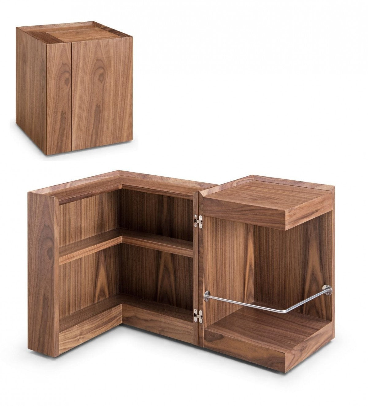 HomeRoots Compact Multipurpose Walnut Rolling End Table with Hidden Storage