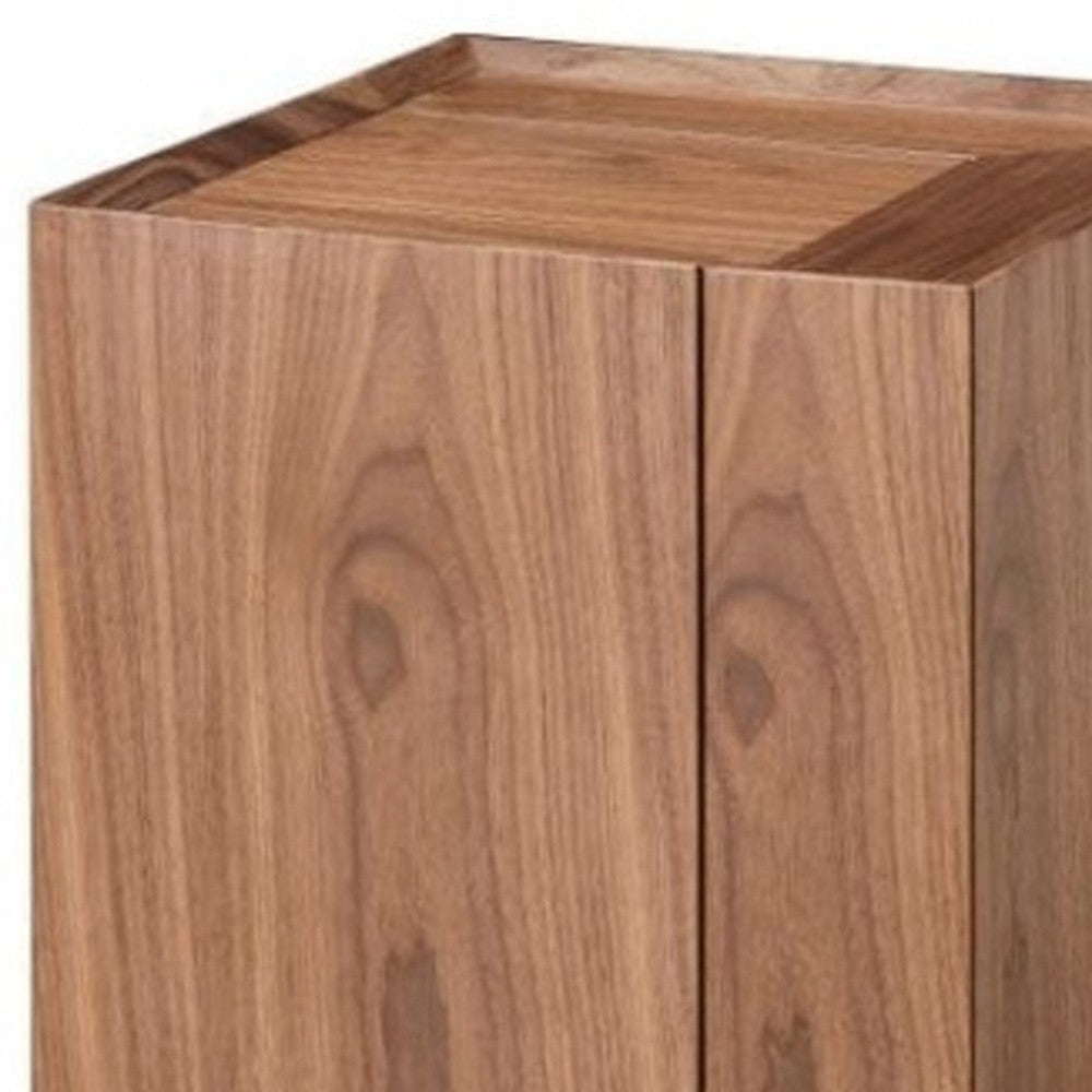 HomeRoots Compact Multipurpose Walnut Rolling End Table with Hidden Storage