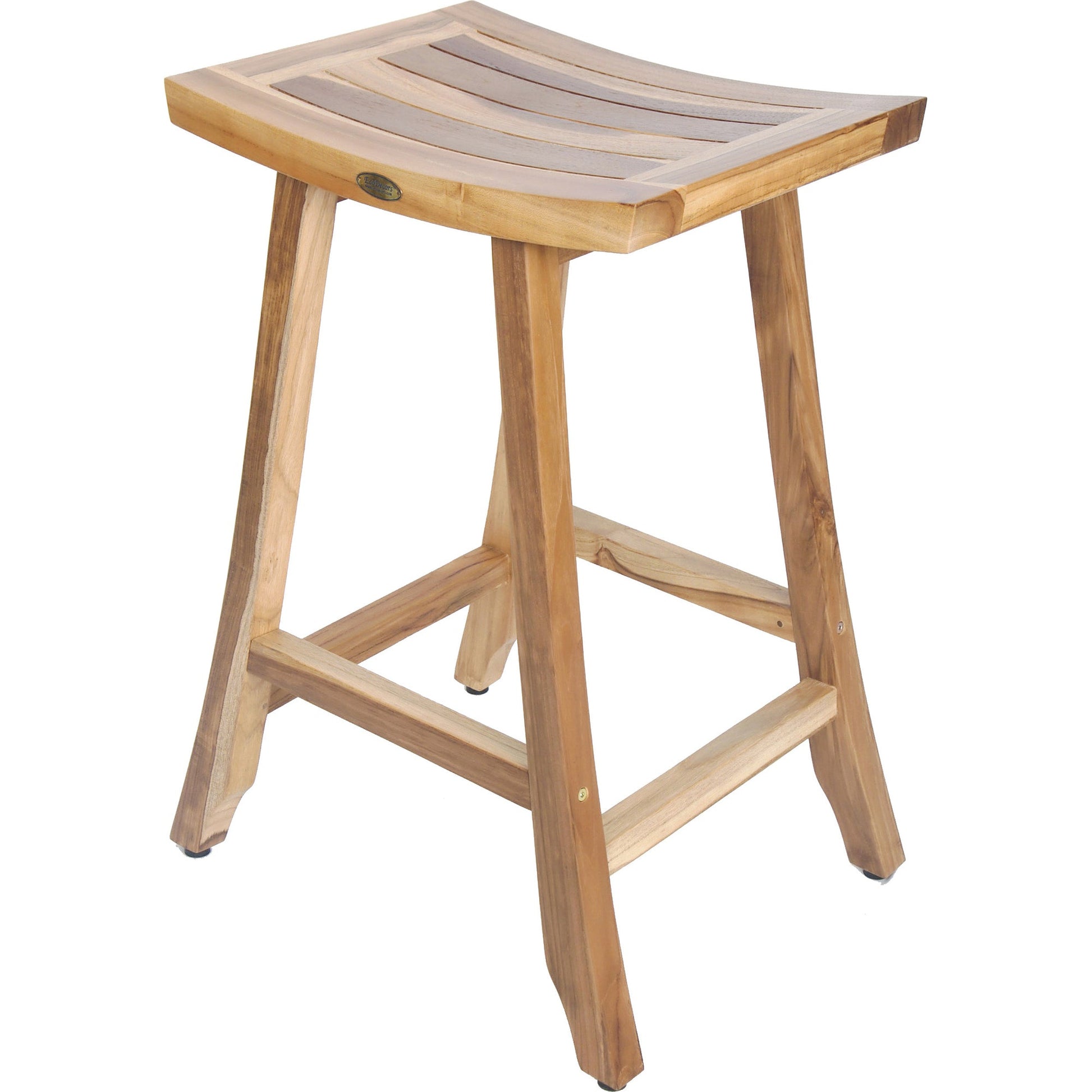 HomeRoots Compact Teak Counter Stool in Natural Finish