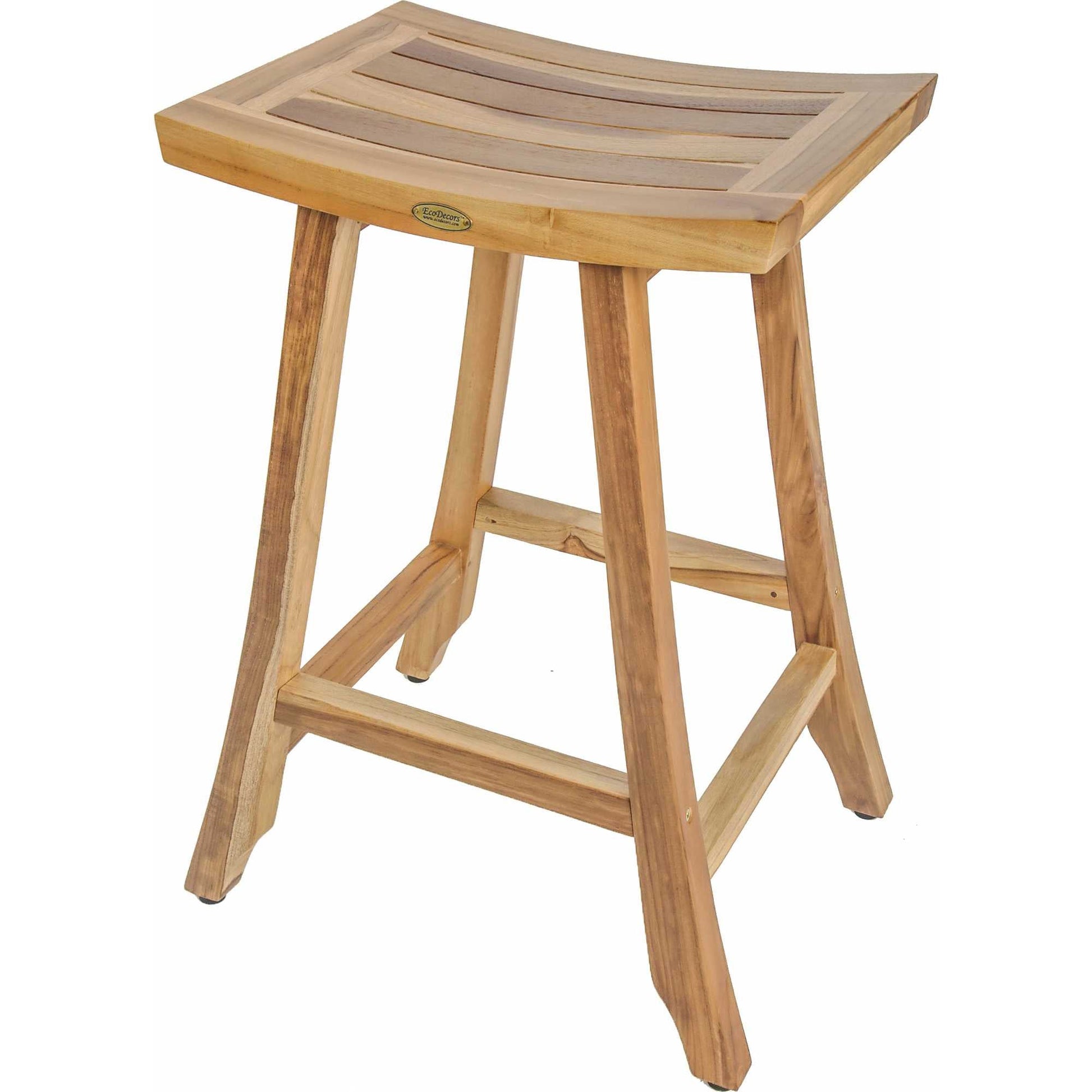 HomeRoots Compact Teak Counter Stool in Natural Finish