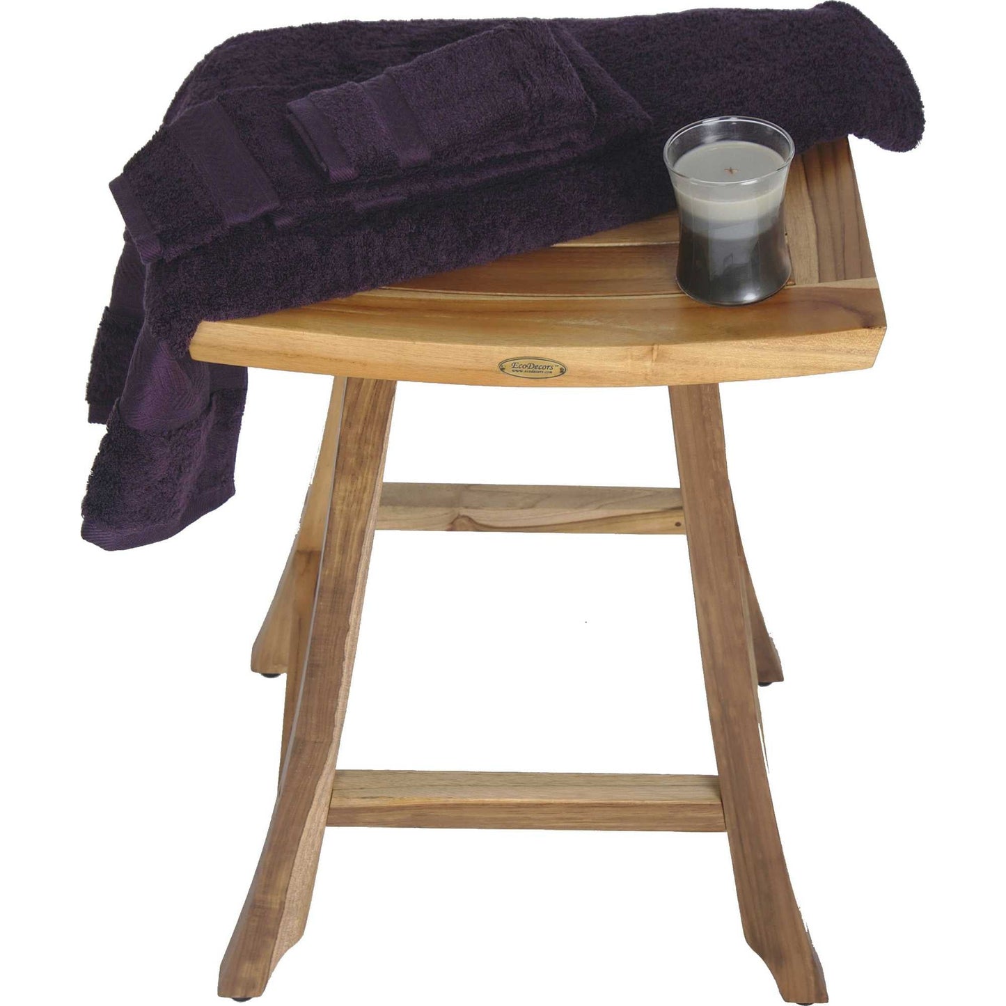 HomeRoots Compact Teak Counter Stool in Natural Finish