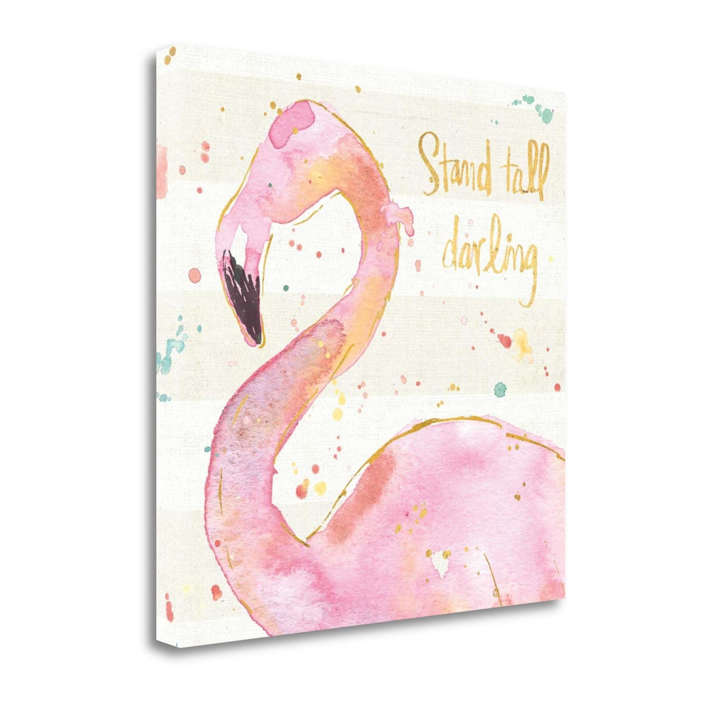 HomeRoots Confident Flamingo Watercolor 1 Giclee Wrap Canvas Wall Art