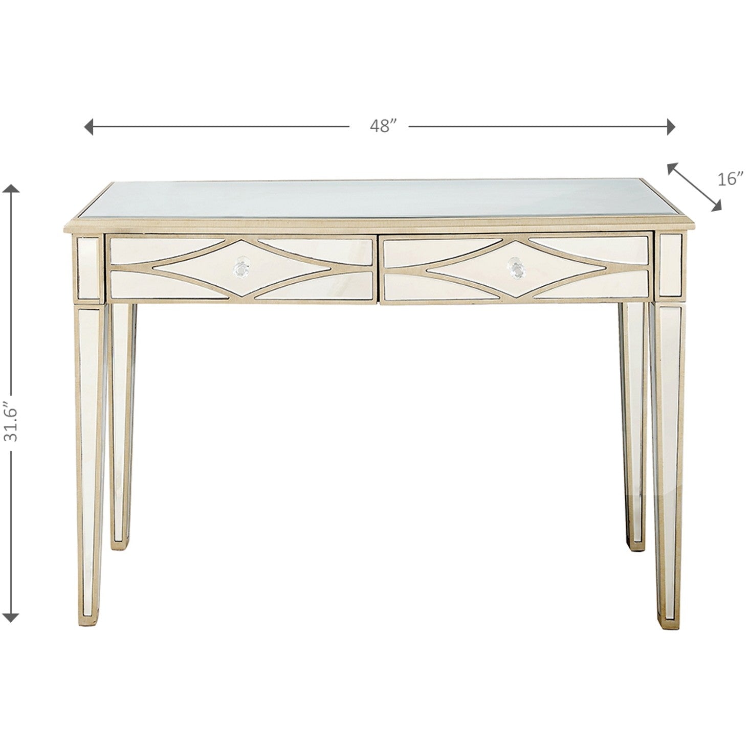 HomeRoots Console Mirror Table in Champagne Finish