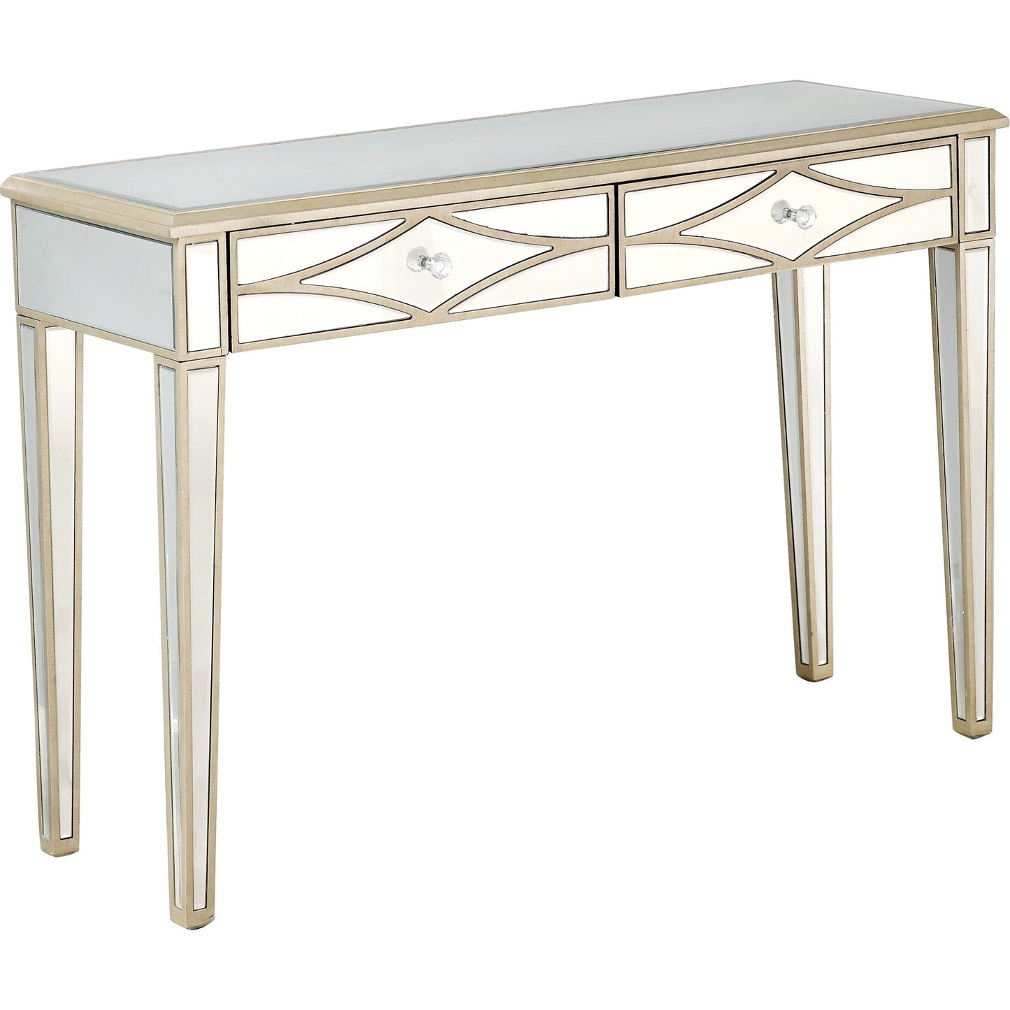 HomeRoots Console Mirror Table in Champagne Finish
