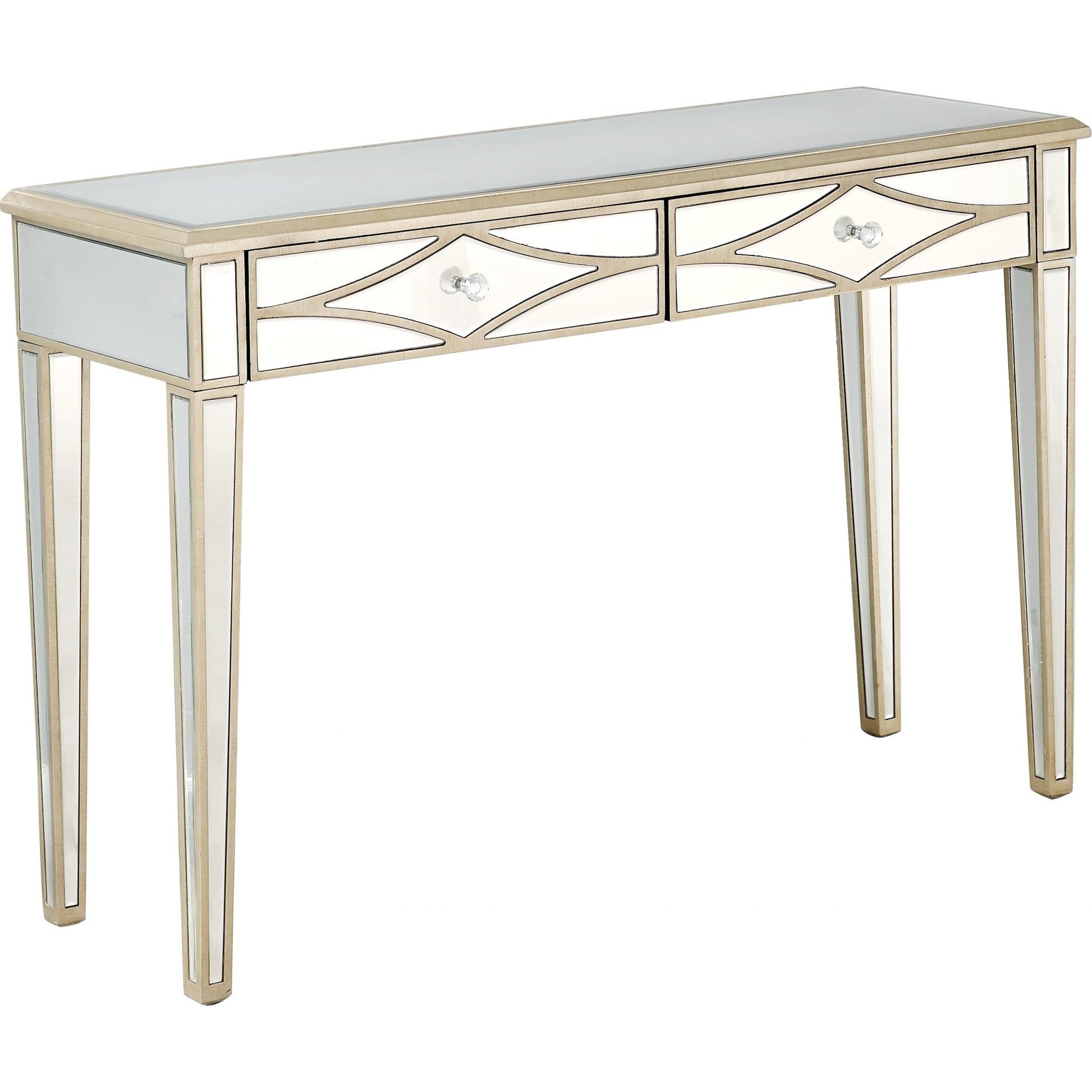HomeRoots Console Mirror Table in Champagne Finish