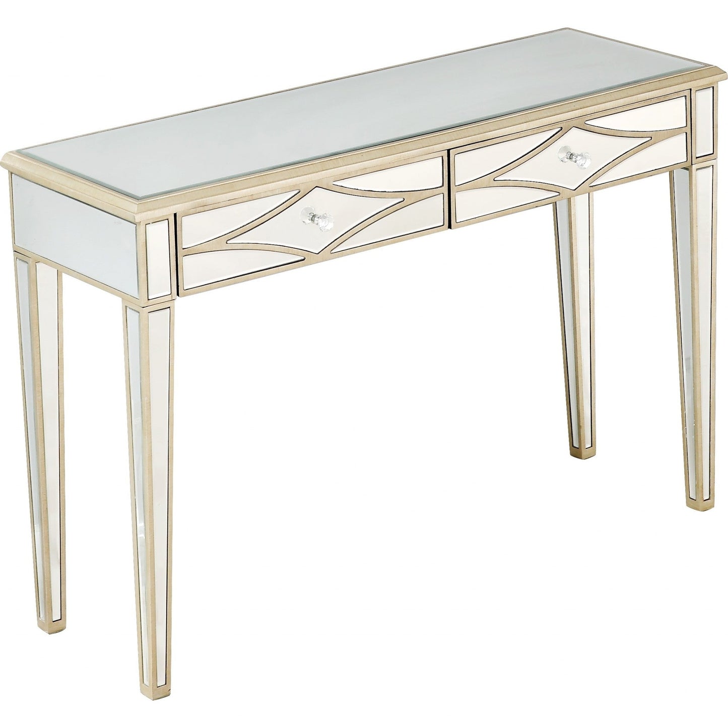 HomeRoots Console Mirror Table in Champagne Finish