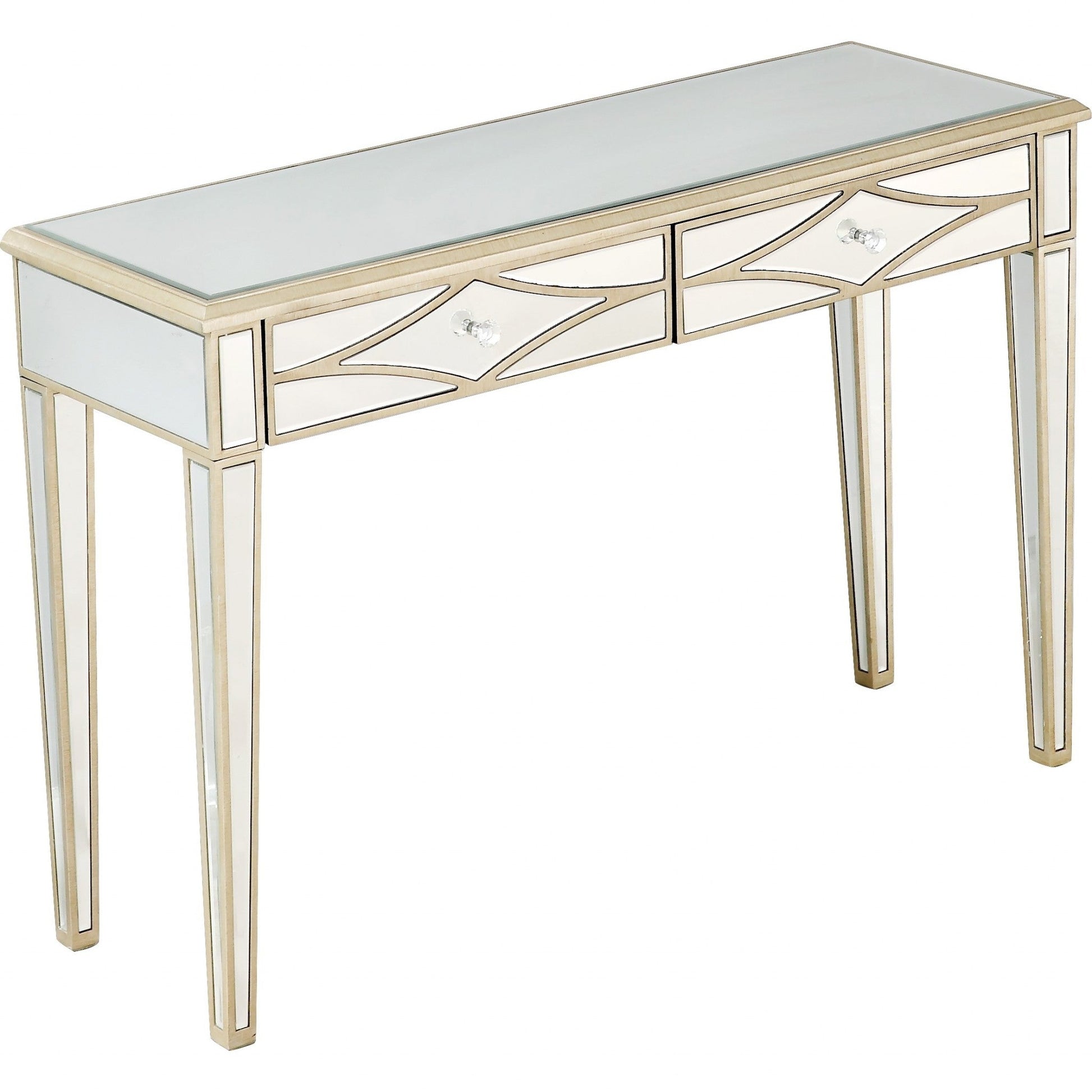 HomeRoots Console Mirror Table in Champagne Finish