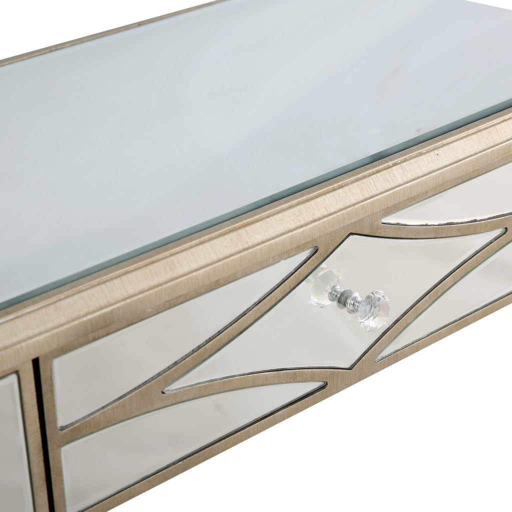 HomeRoots Console Mirror Table in Champagne Finish