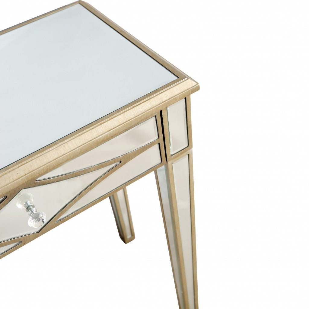 HomeRoots Console Mirror Table in Champagne Finish