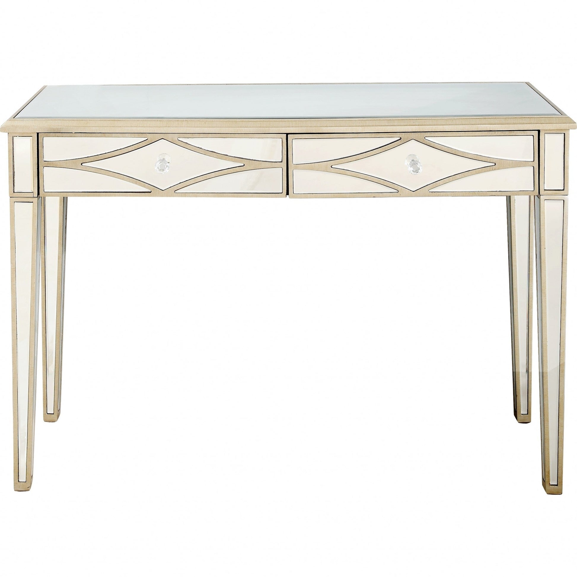 HomeRoots Console Mirror Table in Champagne Finish