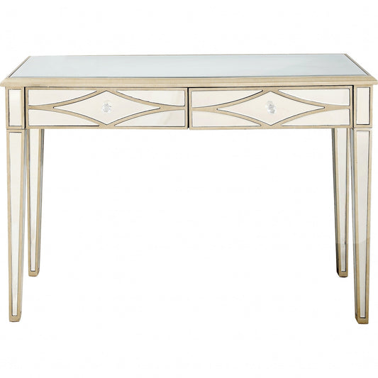HomeRoots Console Mirror Table in Champagne Finish