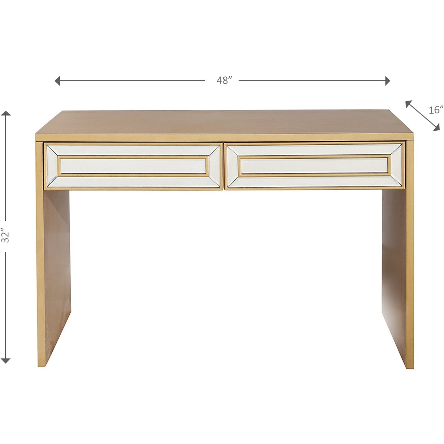 HomeRoots Console Table With Antiqued Gold Finish