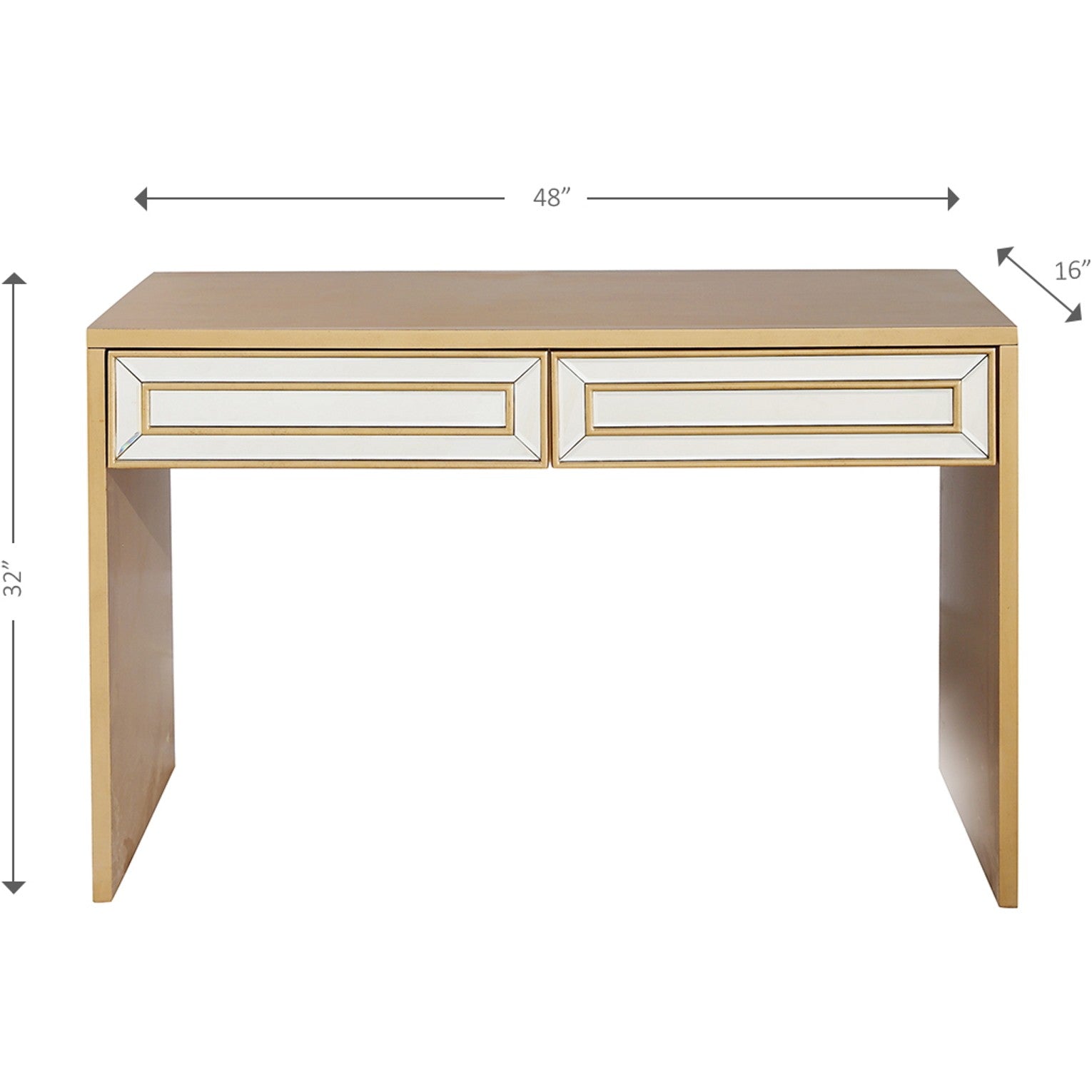 HomeRoots Console Table With Antiqued Gold Finish