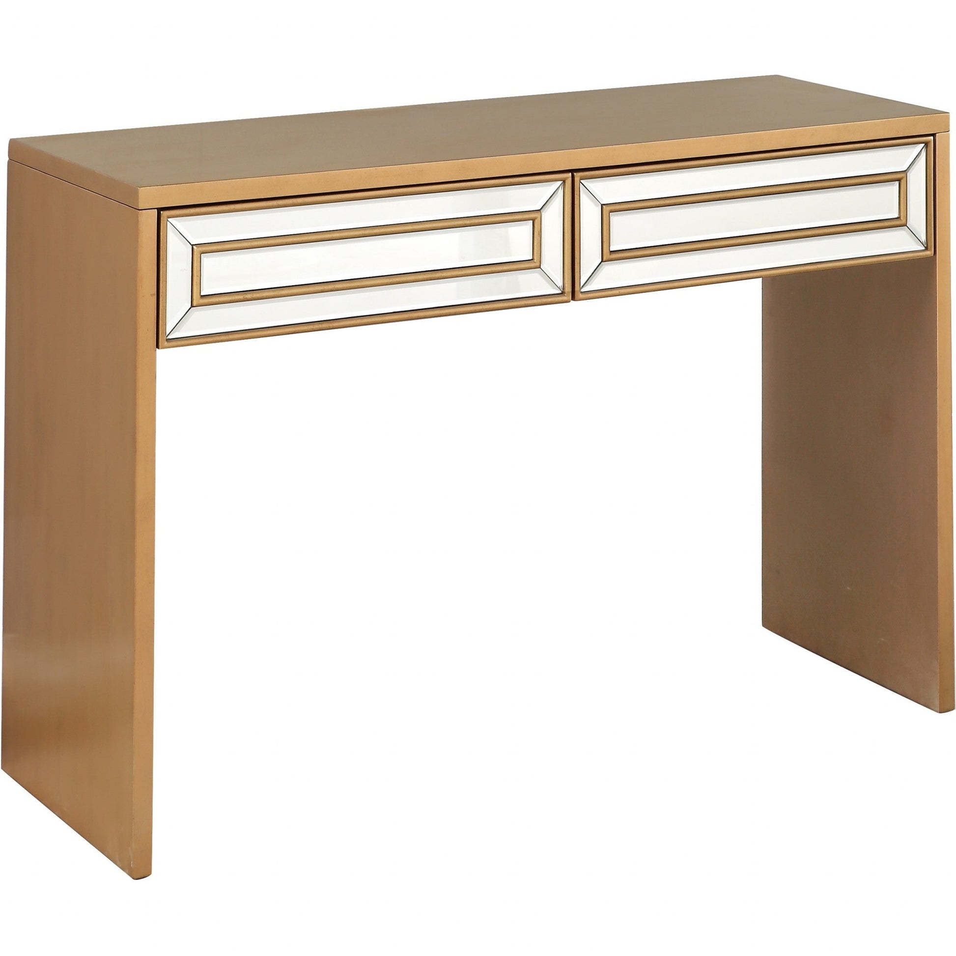 HomeRoots Console Table With Antiqued Gold Finish