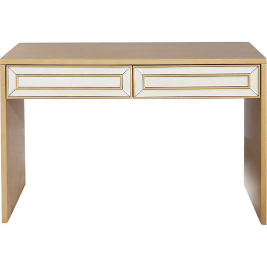 HomeRoots Console Table With Antiqued Gold Finish