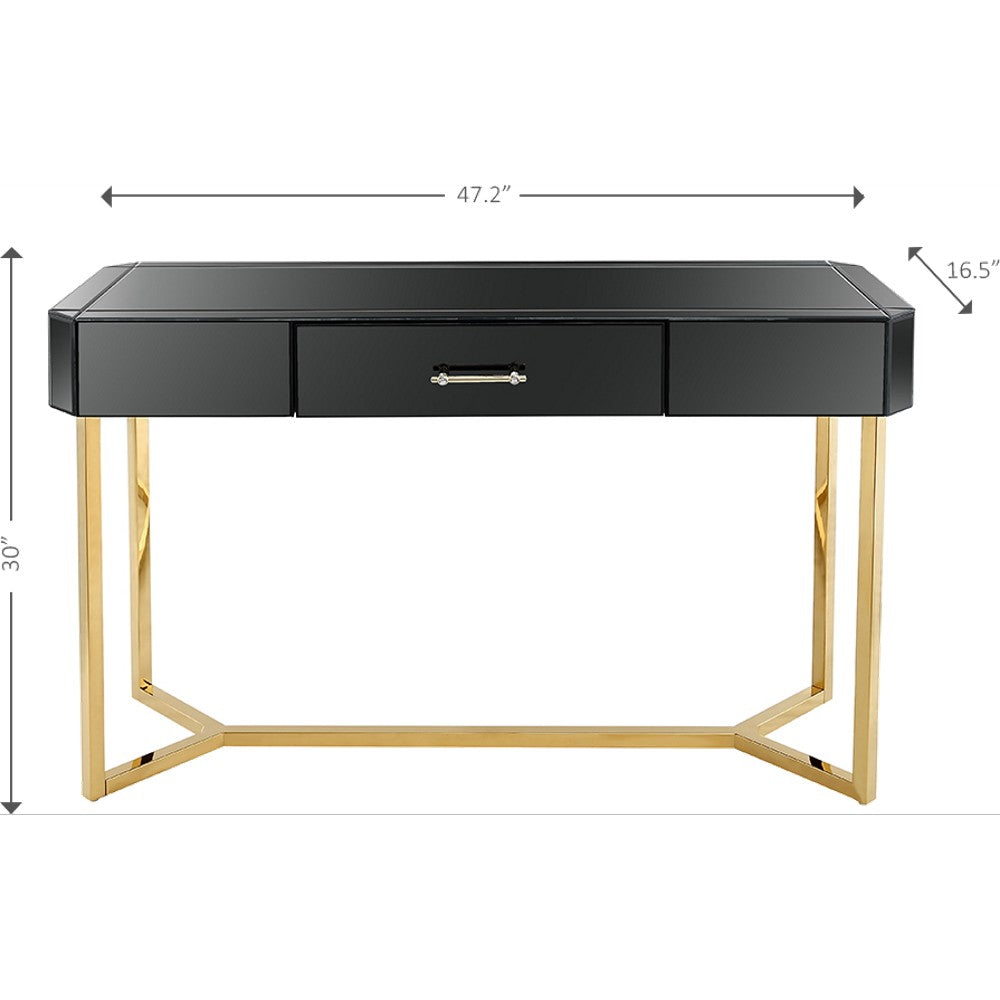 HomeRoots Console Table With Black and Gold Finish