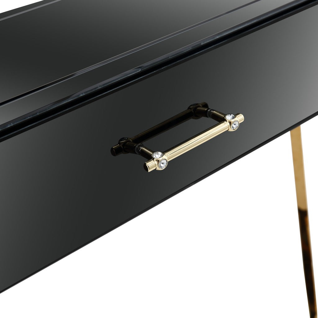HomeRoots Console Table With Black and Gold Finish
