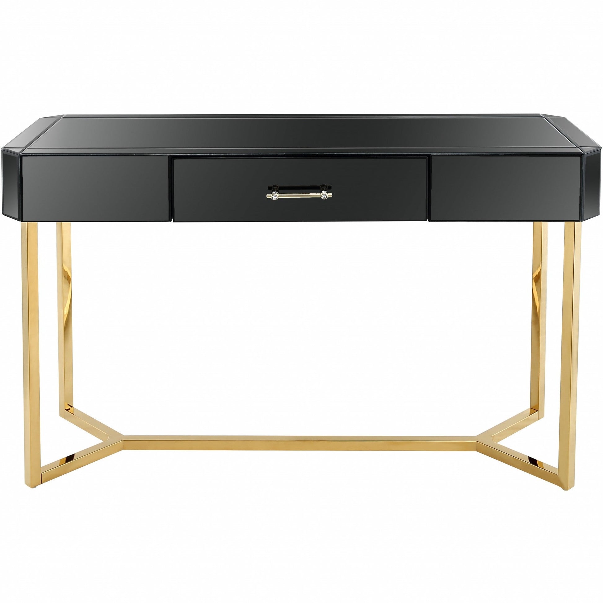 HomeRoots Console Table With Black and Gold Finish