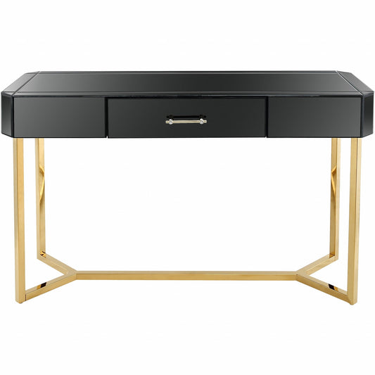 HomeRoots Console Table With Black and Gold Finish