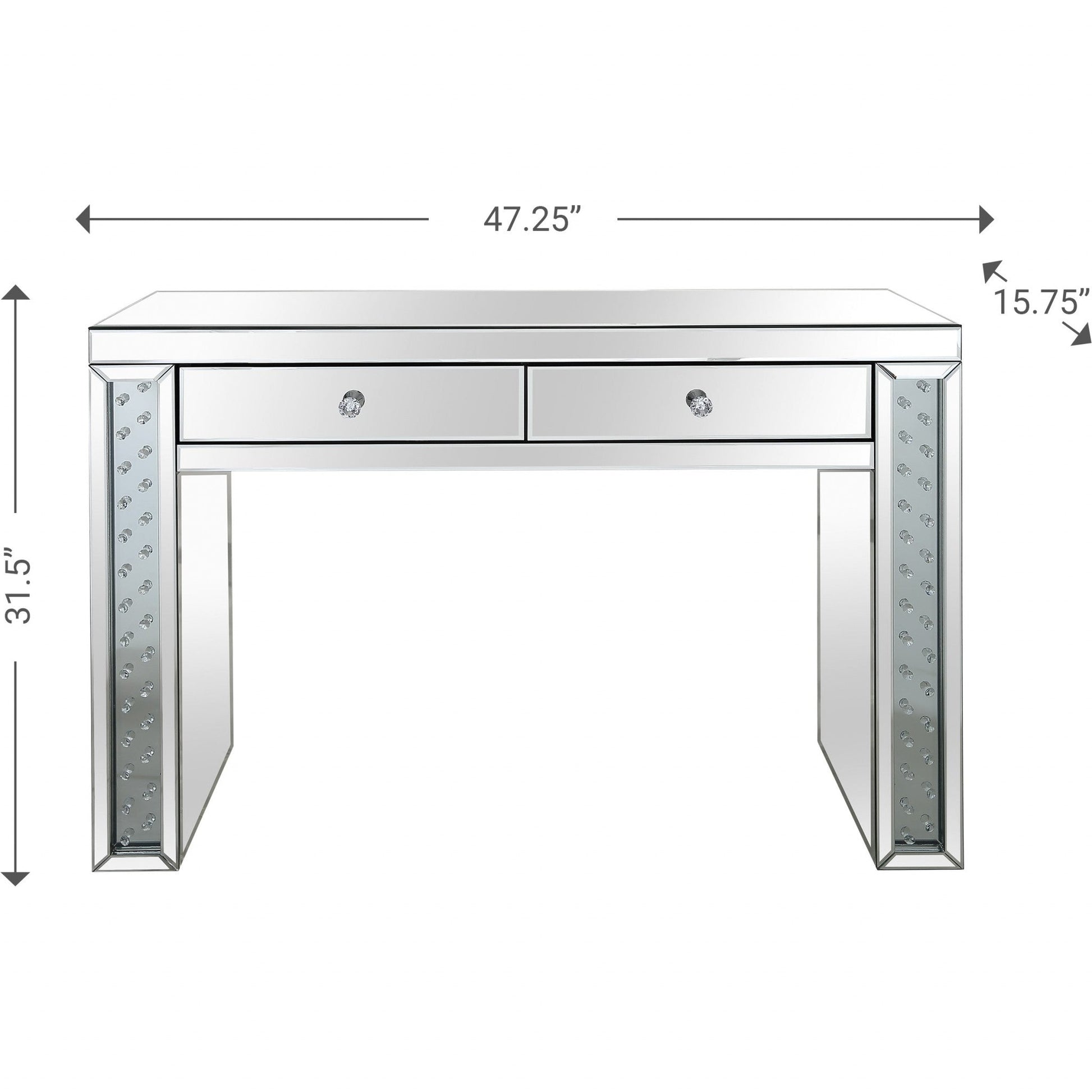 HomeRoots Console Table With Encrusted Crystal Finish