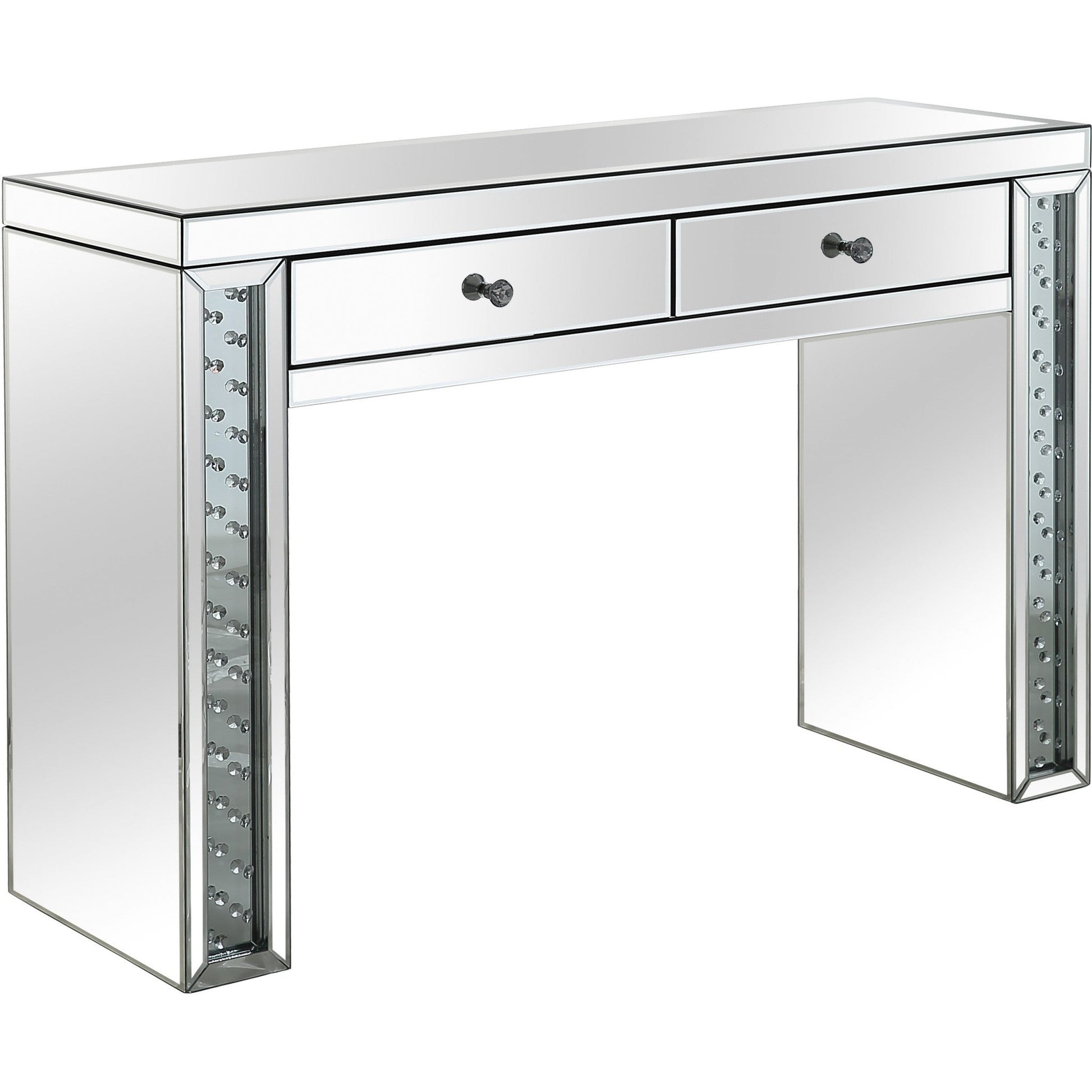 HomeRoots Console Table With Encrusted Crystal Finish