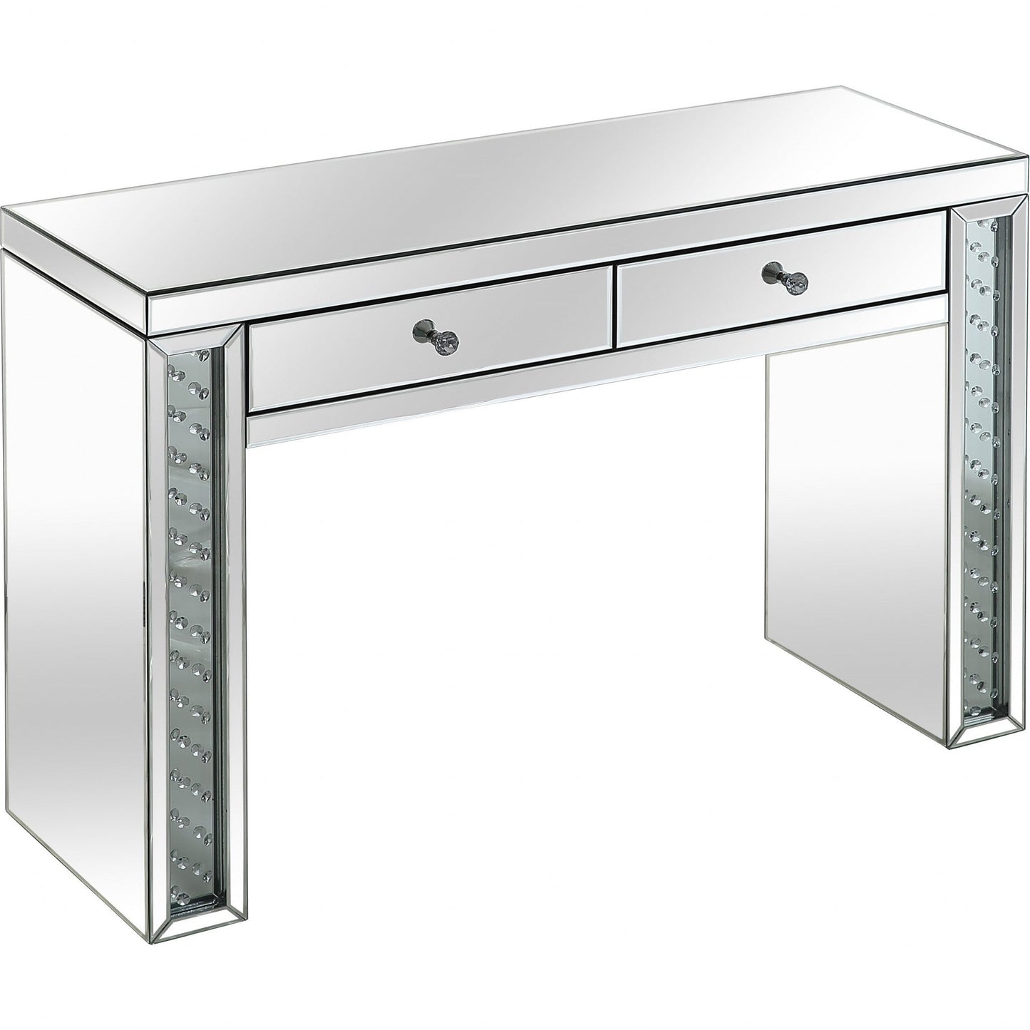 HomeRoots Console Table With Encrusted Crystal Finish