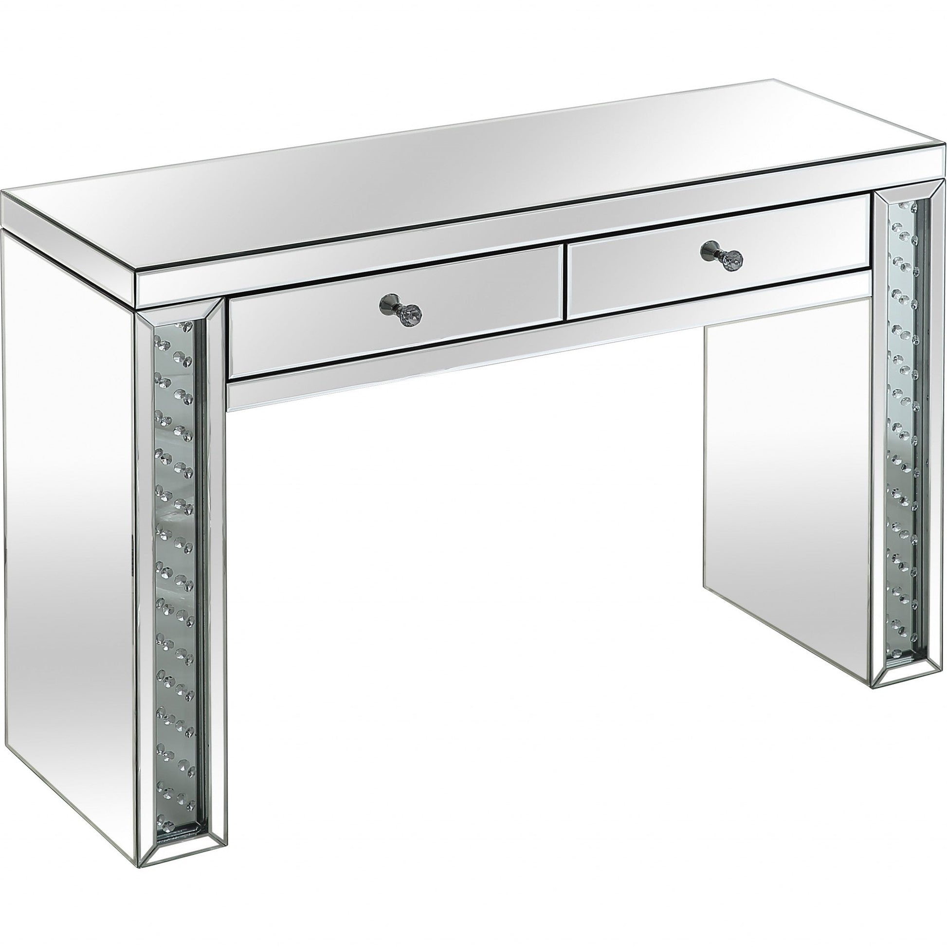 HomeRoots Console Table With Encrusted Crystal Finish