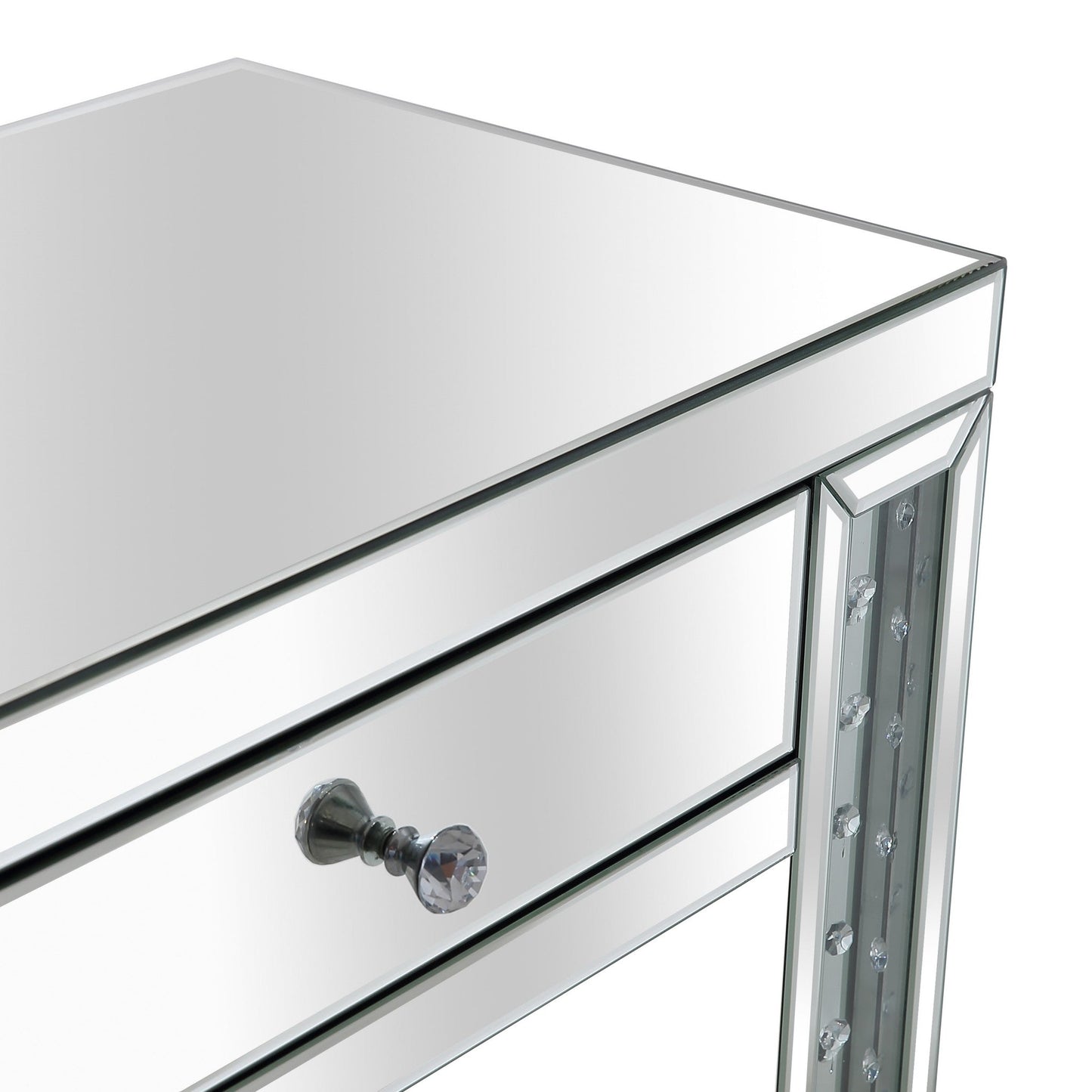 HomeRoots Console Table With Encrusted Crystal Finish