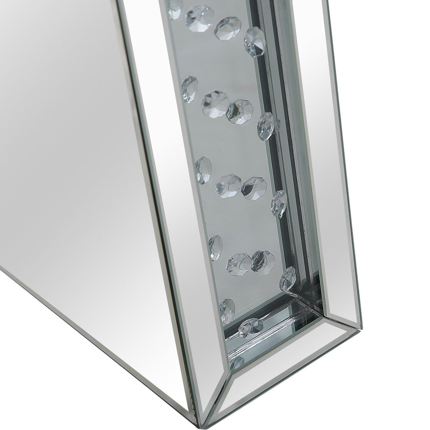 HomeRoots Console Table With Encrusted Crystal Finish