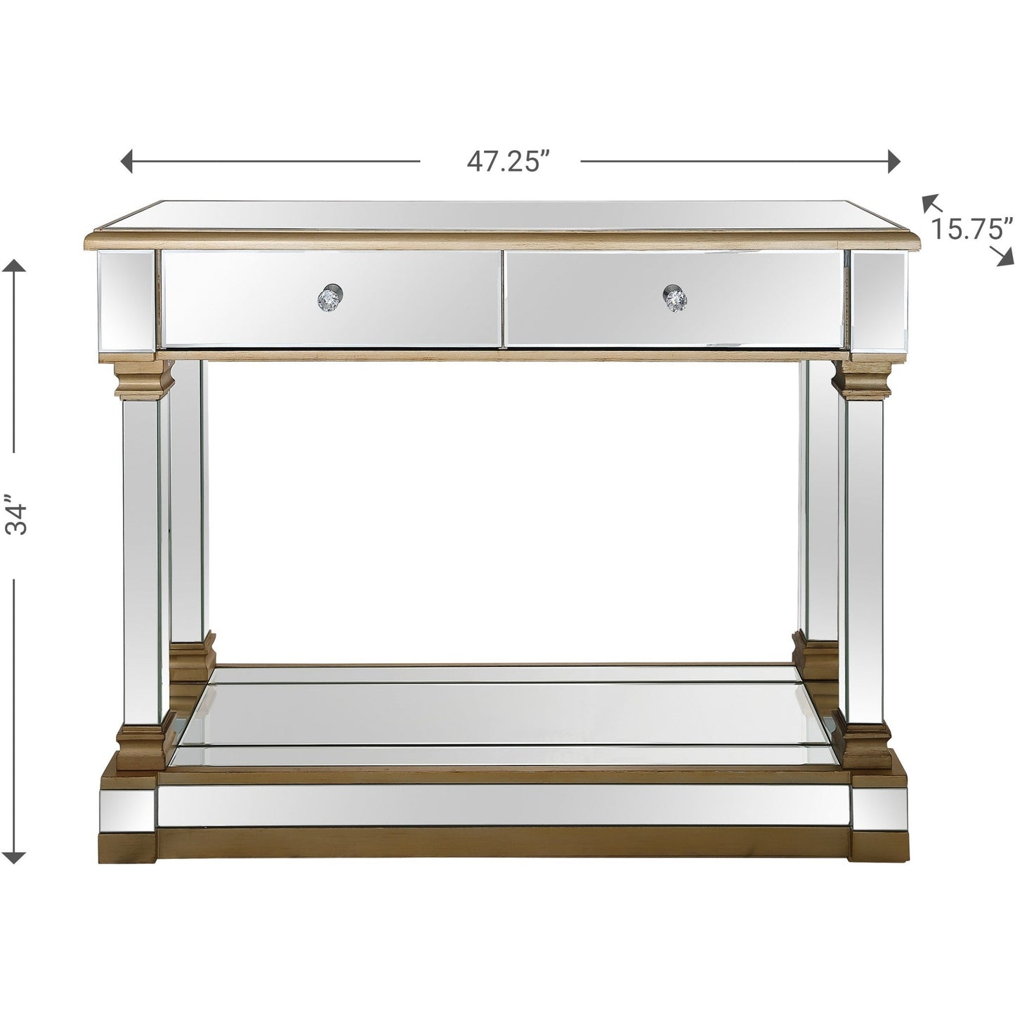 HomeRoots Console Table With Gold Accent Finish