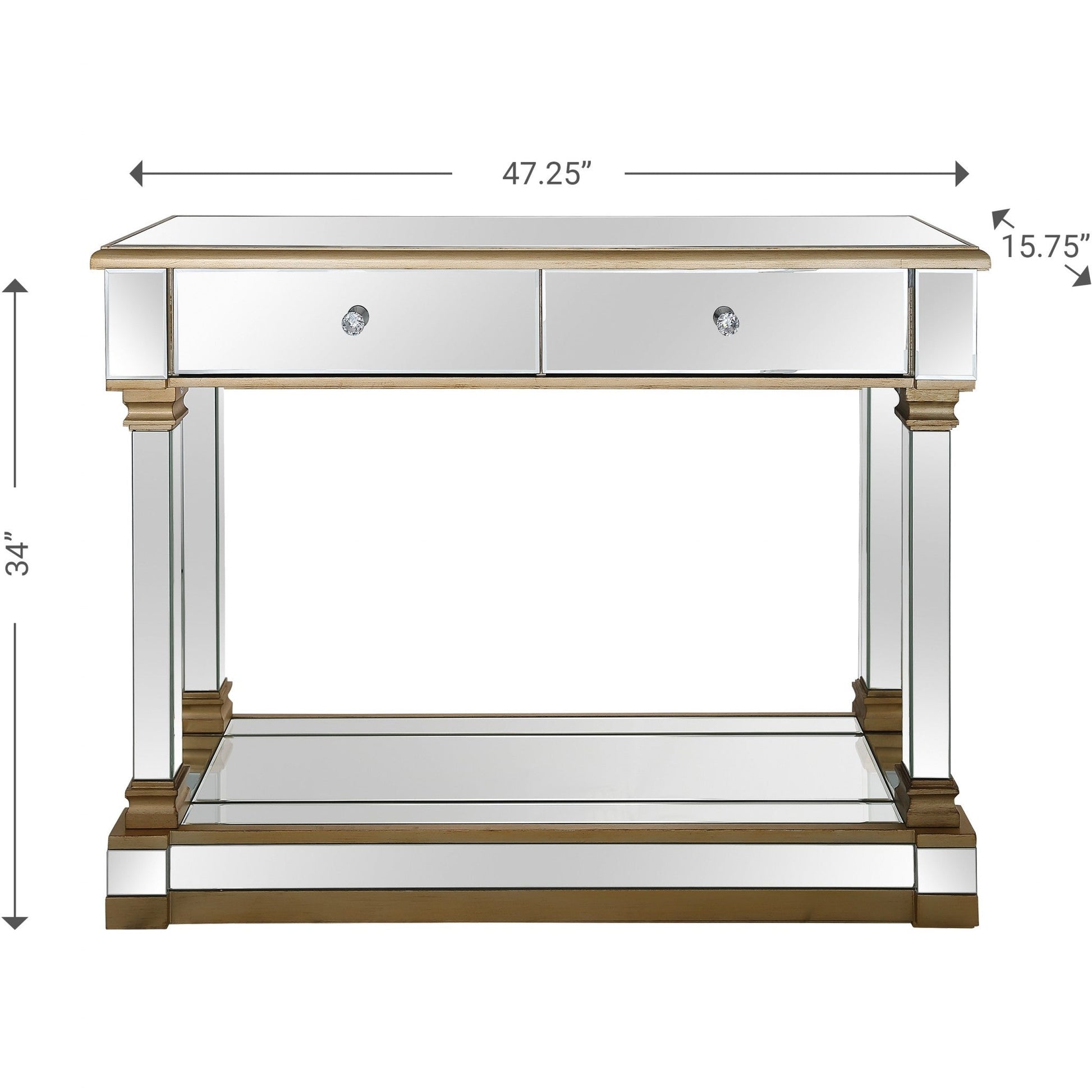 HomeRoots Console Table With Gold Accent Finish