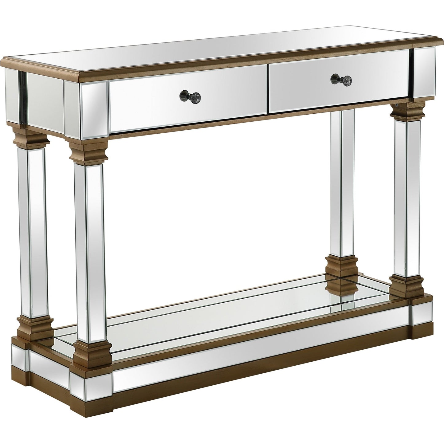 HomeRoots Console Table With Gold Accent Finish