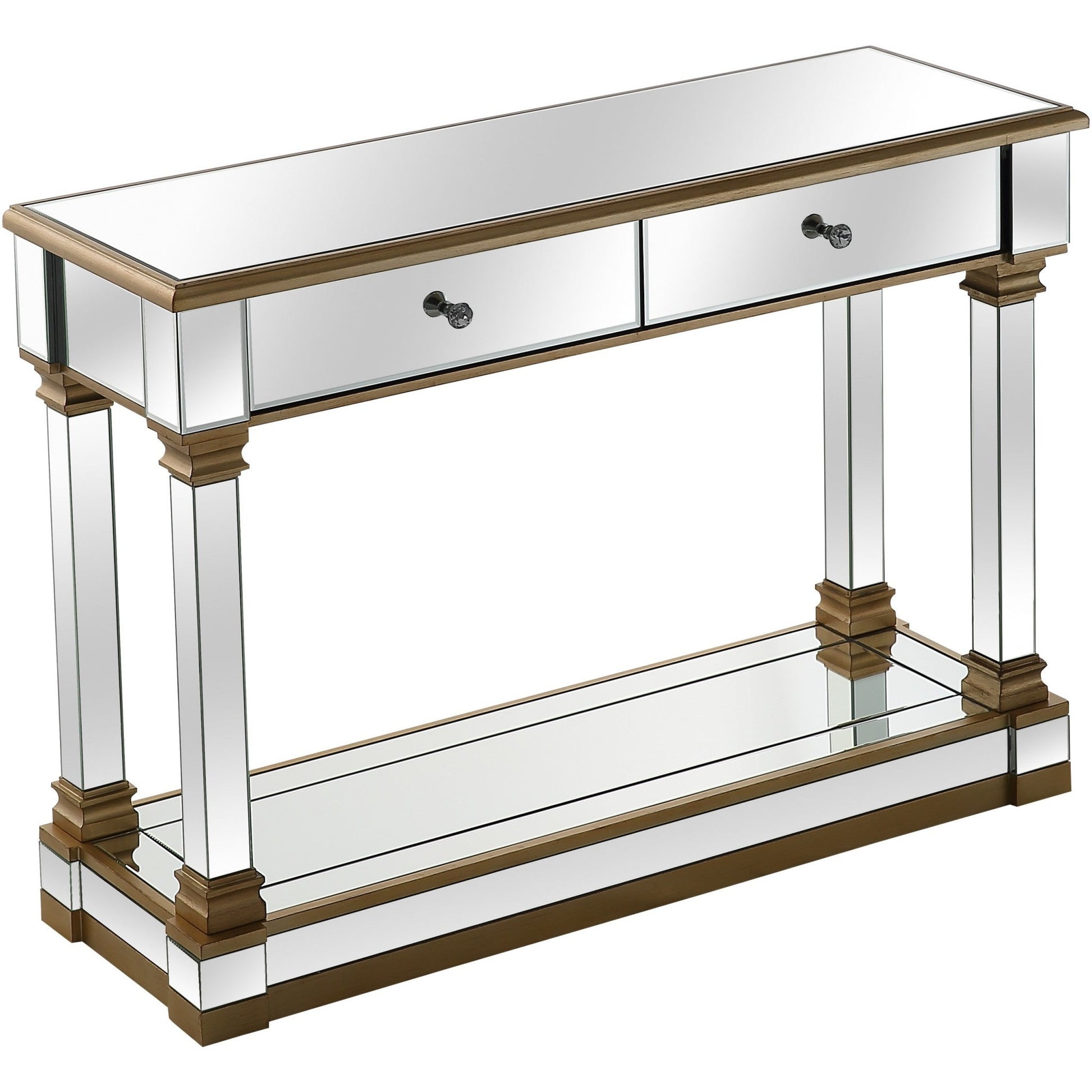 HomeRoots Console Table With Gold Accent Finish