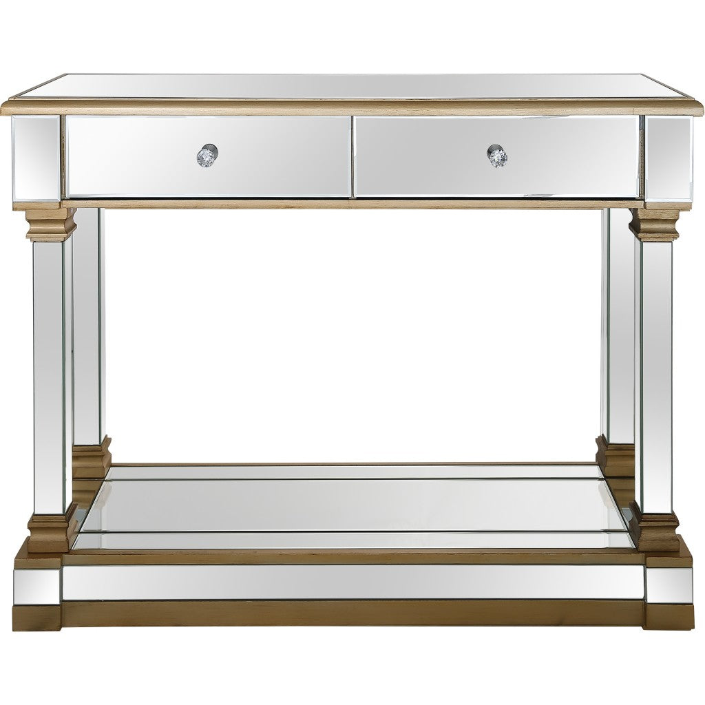 HomeRoots Console Table With Gold Accent Finish