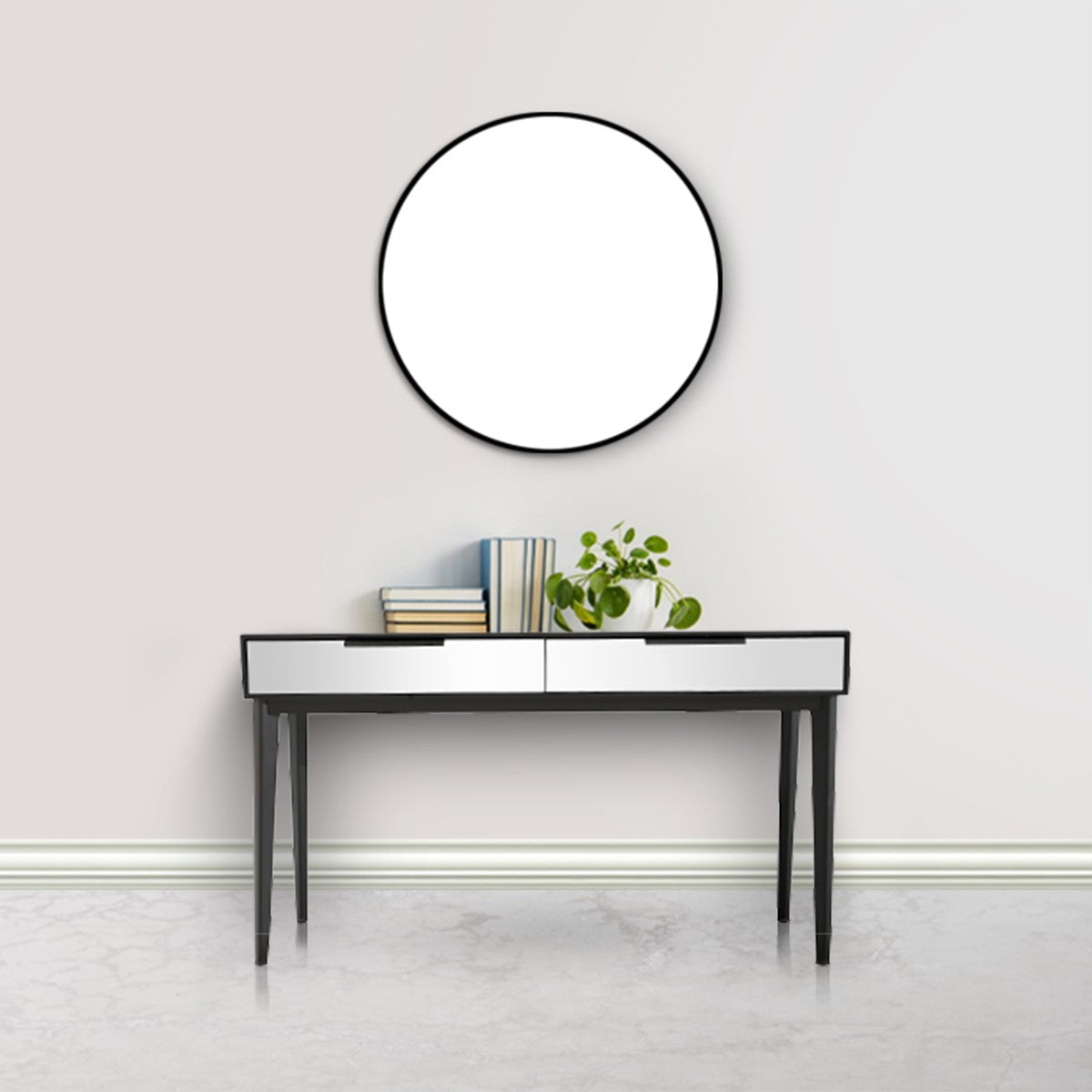 HomeRoots Console Table With Smokey Grey Mirror Finish